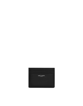CARD HOLDER SAINT LAURENT IN GRAIN DE POUDRE LEATHER ĐEN